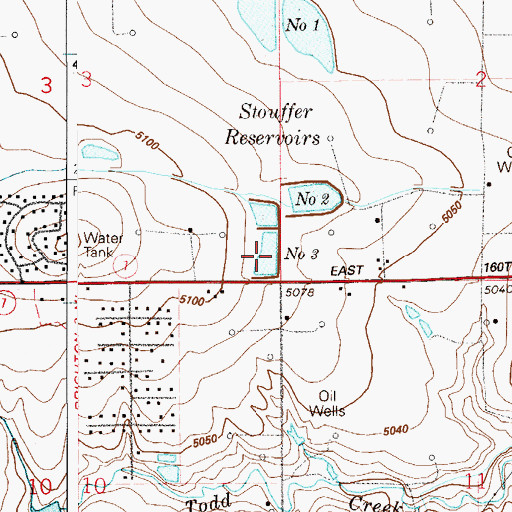 Topographic Map of Stouffer Reservoir Number Three, CO