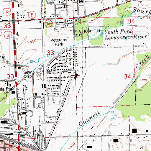 Topographic Map of Lemonweir Elementary School, WI
