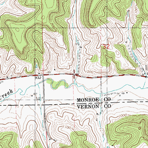 Topographic Map of Lower Brush Creek School (historical), WI