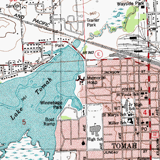 Topographic Map of Tomah Memorial Hospital, WI