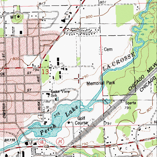 Topographic Map of Memorial Park, WI