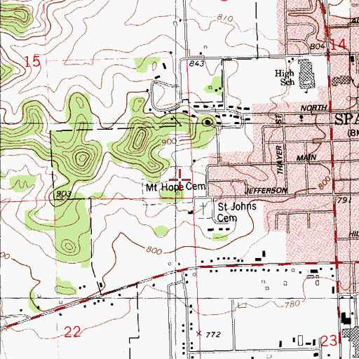 Topographic Map of Mount Hope Cemetery, WI