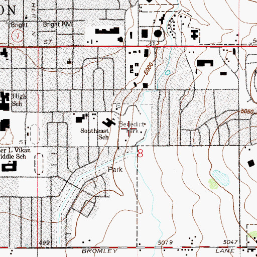 Topographic Map of Benedict Park, CO