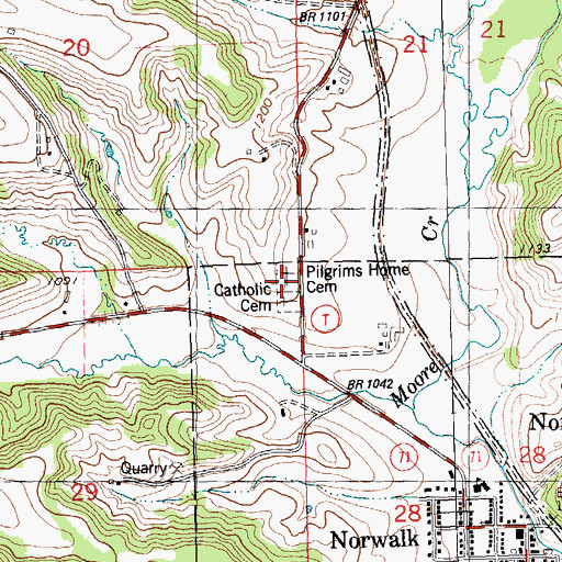 Topographic Map of Pilgrims Home Cemetery, WI