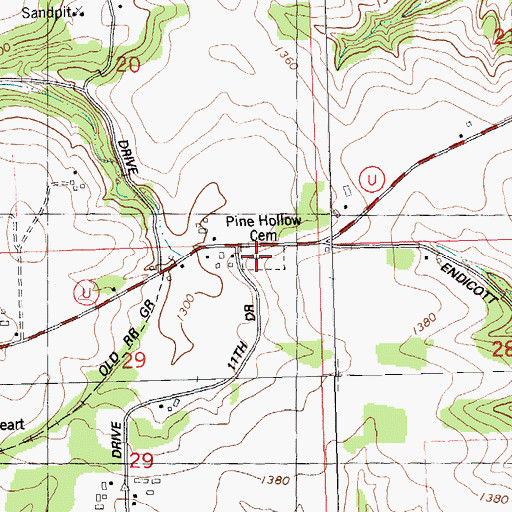 Topographic Map of Pine Hollow Cemetery, WI
