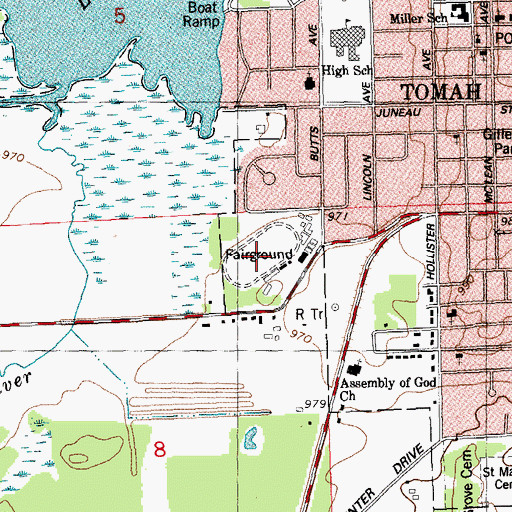 Topographic Map of Recreation Park, WI