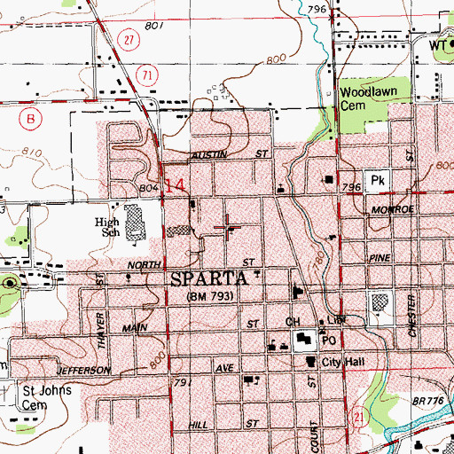 Topographic Map of Reorganized Church of Jesus Christ of Latter Day Saints, WI