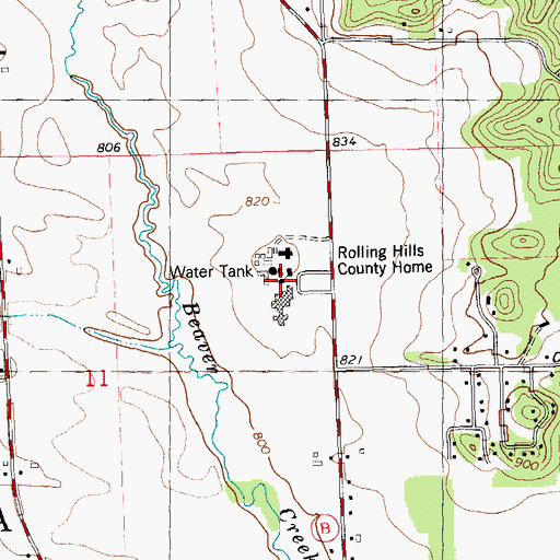 Topographic Map of Rolling Hills County Home, WI