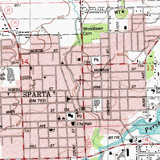 Topographic Map of Saint Johns Episcopal Church, WI
