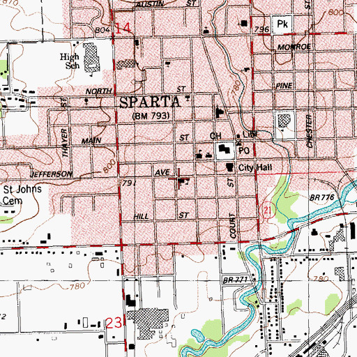 Topographic Map of Saint Johns Evangelical Lutheran Church, WI