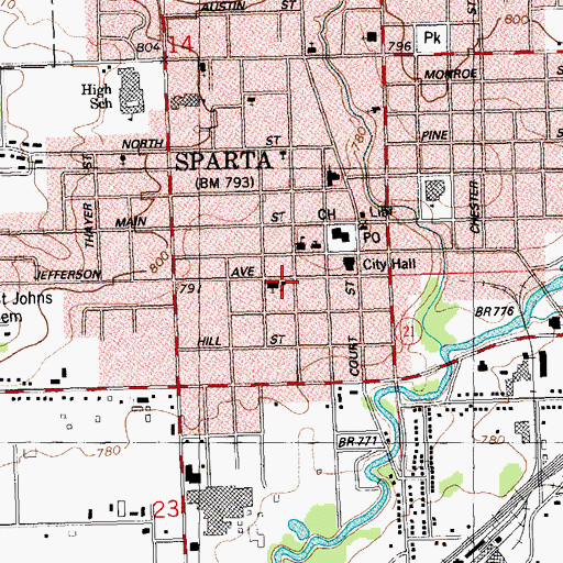 Topographic Map of Saint Johns Lutheran Church, WI