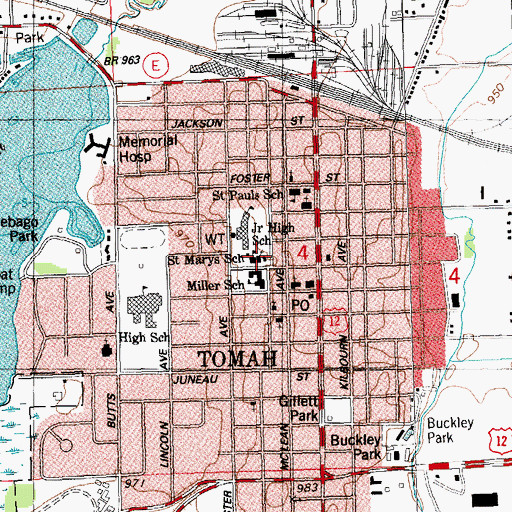 Topographic Map of Saint Marys Catholic Church, WI