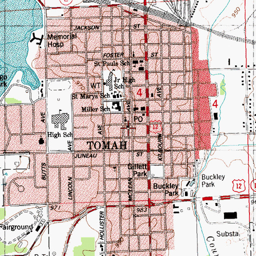 Topographic Map of Saint Marys Episcopal Church, WI