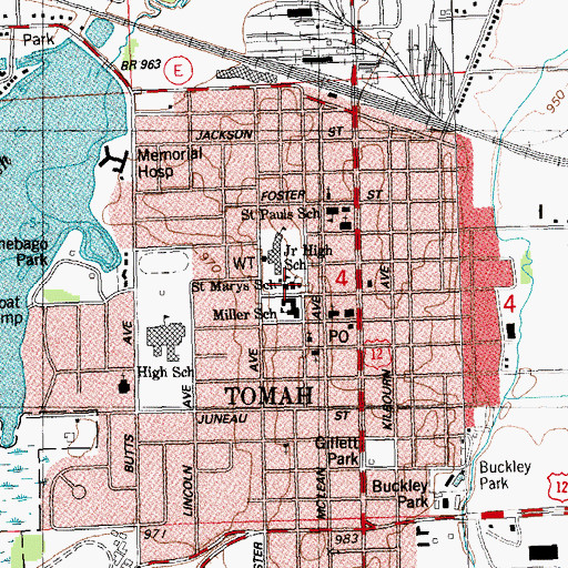Topographic Map of Queen of the Apostles School, WI