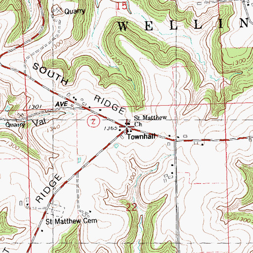 Topographic Map of Saint Matthew Church, WI