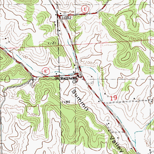 Topographic Map of Saint Matthews Church, WI