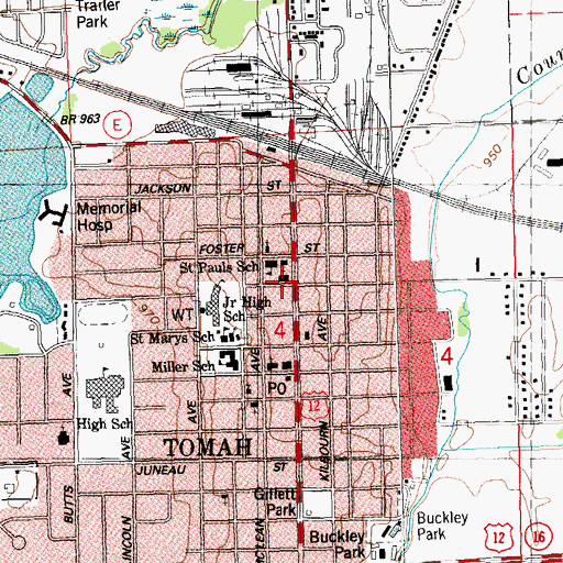 Topographic Map of Saint Pauls Evangelical Lutheran Church, WI