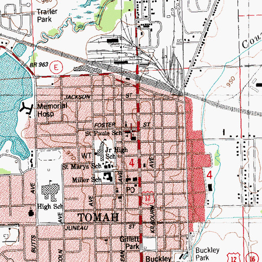 Topographic Map of Saint Paul Lutheran School, WI