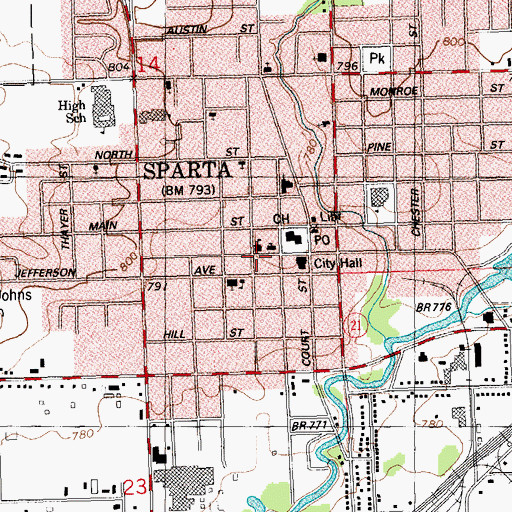 Topographic Map of Sparta-Gundersen Clinic, WI