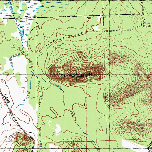 Topographic Map of Stony Bluff, WI