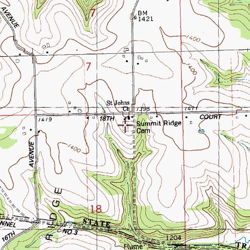 Topographic Map of Summit Ridge Cemetery, WI