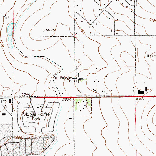 Topographic Map of Fairview Cemetery, CO