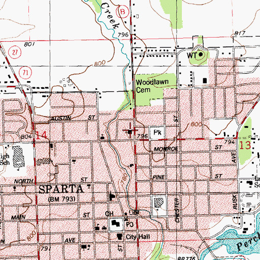 Topographic Map of Trinity Lutheran Church, WI