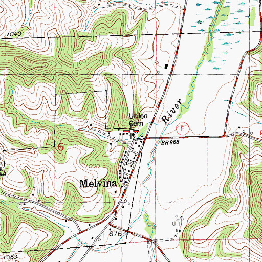 Topographic Map of Union Cemetery, WI