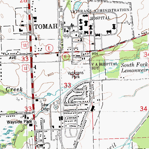 Topographic Map of Veterans Park, WI