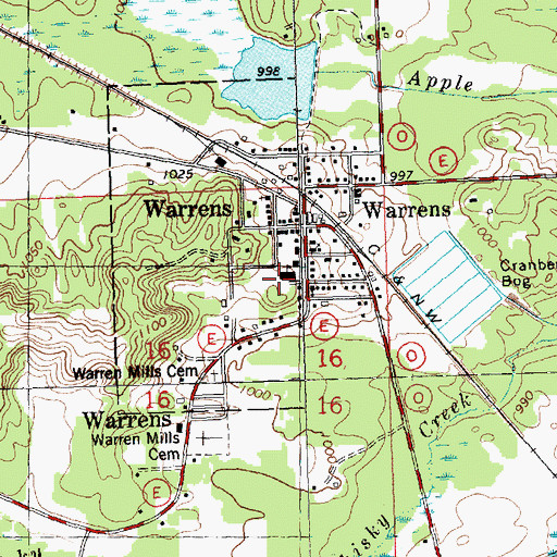 Topographic Map of Warrens Elementary School, WI