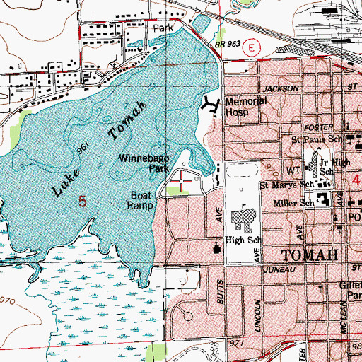 Topographic Map of Winnebago Park, WI