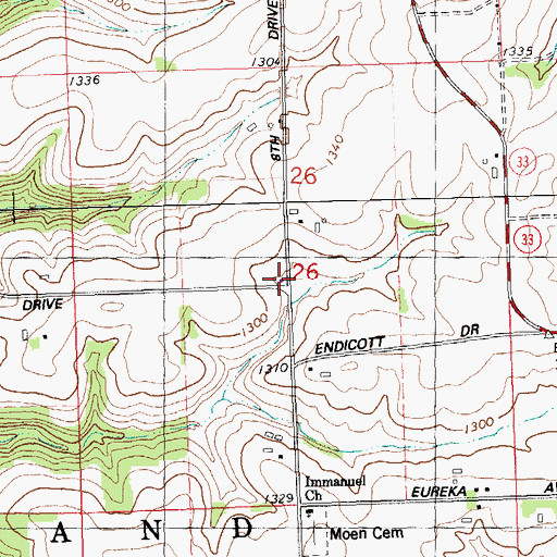 Topographic Map of Woodward School (historical), WI