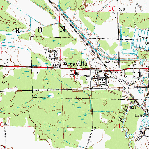 Topographic Map of Wyeville Elementary School, WI