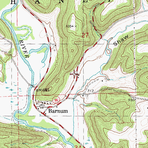 Topographic Map of Barnum Cemetery, WI