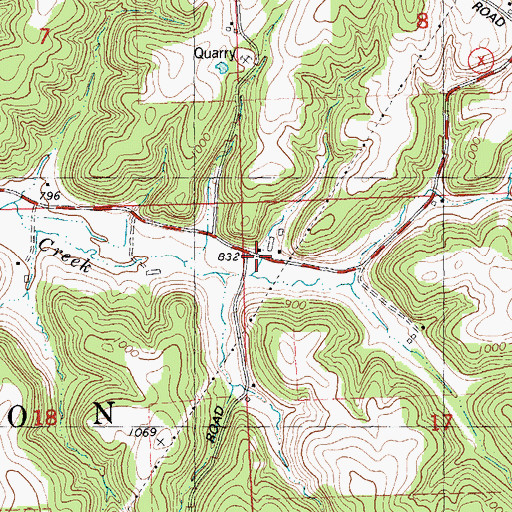 Topographic Map of Bear Creek School (historical), WI