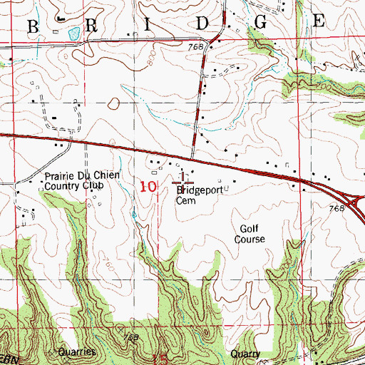 Topographic Map of Bridgeport Cemetery, WI