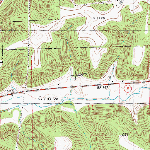 Topographic Map of Crow Hollow Cemetery, WI