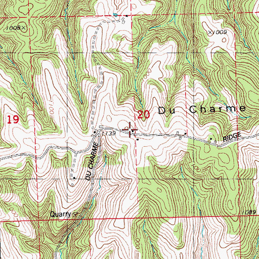 Topographic Map of Du Charme Ridge School (historical), WI