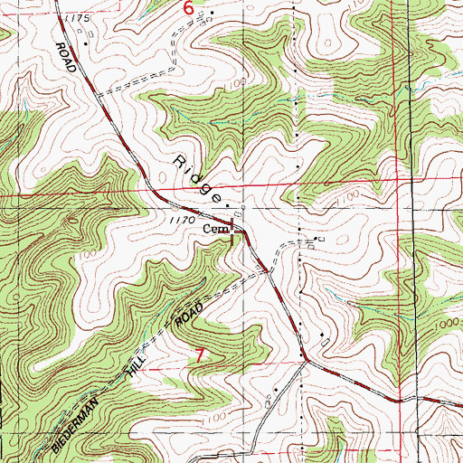 Topographic Map of German Ridge Cemetery, WI
