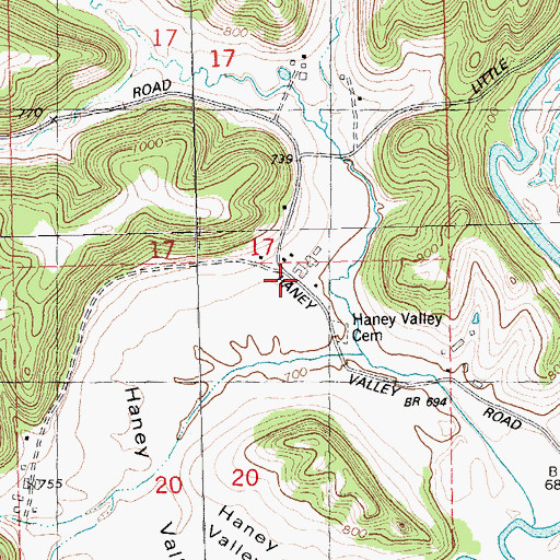 Topographic Map of Haney Valley School (historical), WI
