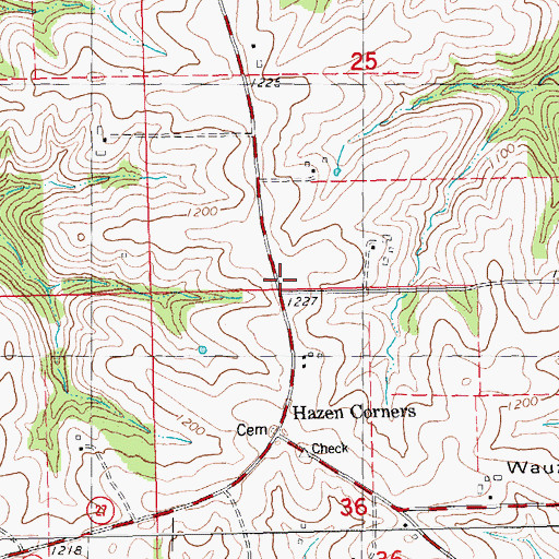 Topographic Map of Hazen Corners School (historical), WI