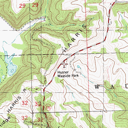 Topographic Map of Husher Wayside Park, WI