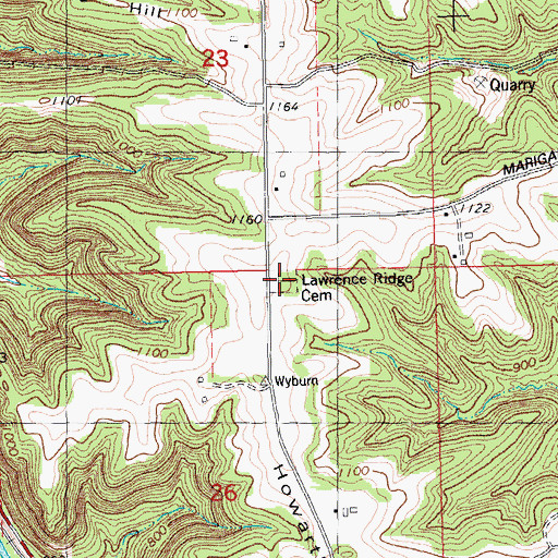 Topographic Map of Lawrence Ridge Cemetery, WI