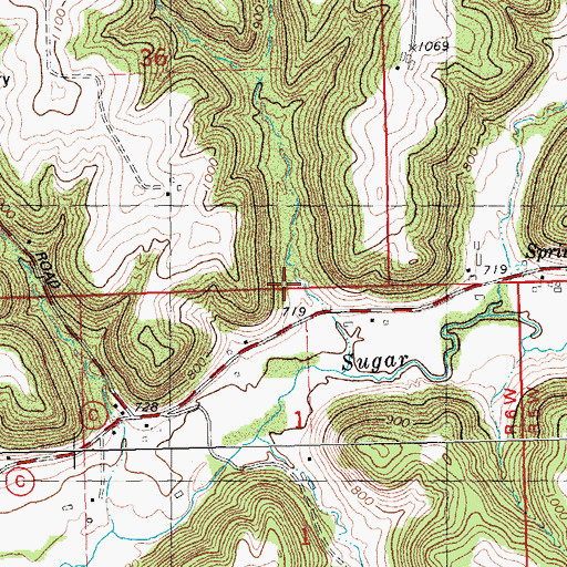 Topographic Map of Lower Sugar Creek School (historical), WI