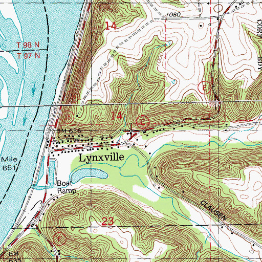 Topographic Map of Lynxville Elementary School, WI