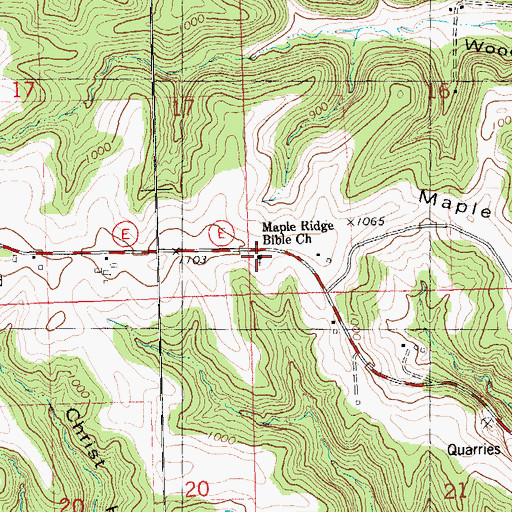 Topographic Map of Maple Ridge Bible Church, WI