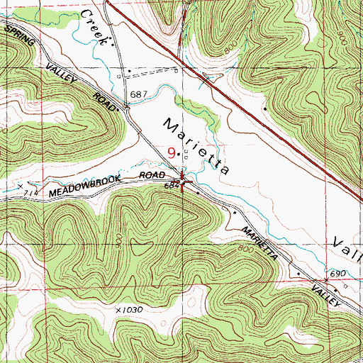 Topographic Map of Marietta School (historical), WI
