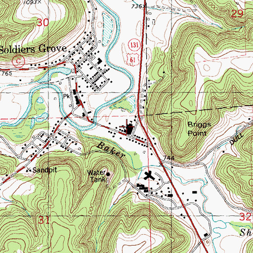 Topographic Map of North Crawford High School, WI