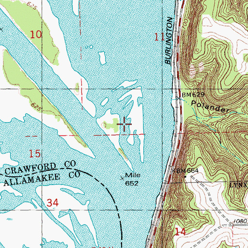 Topographic Map of Island Number One Hundred Fifty-Six, WI