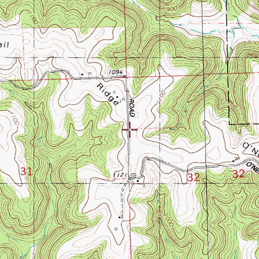Topographic Map of O'Neil Ridge School (historical), WI